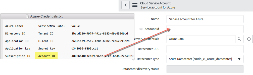 Paste the Azure Subscription ID value that you copied from the Azure Portal into the text file.