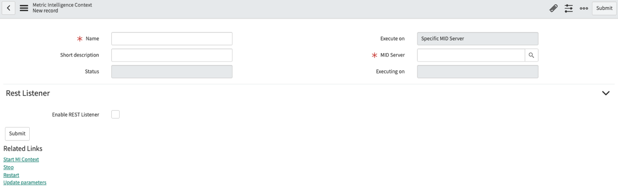 Metric Intelligence metrics contexts - New record form