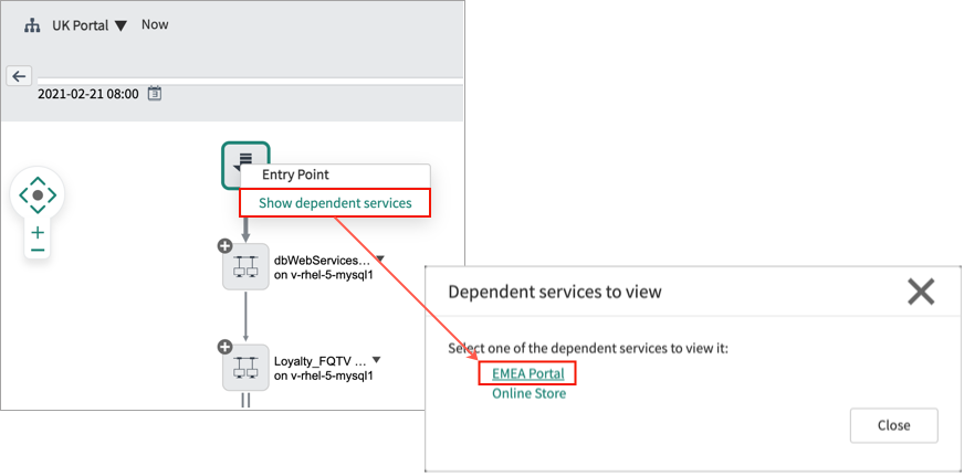 View dependent application services