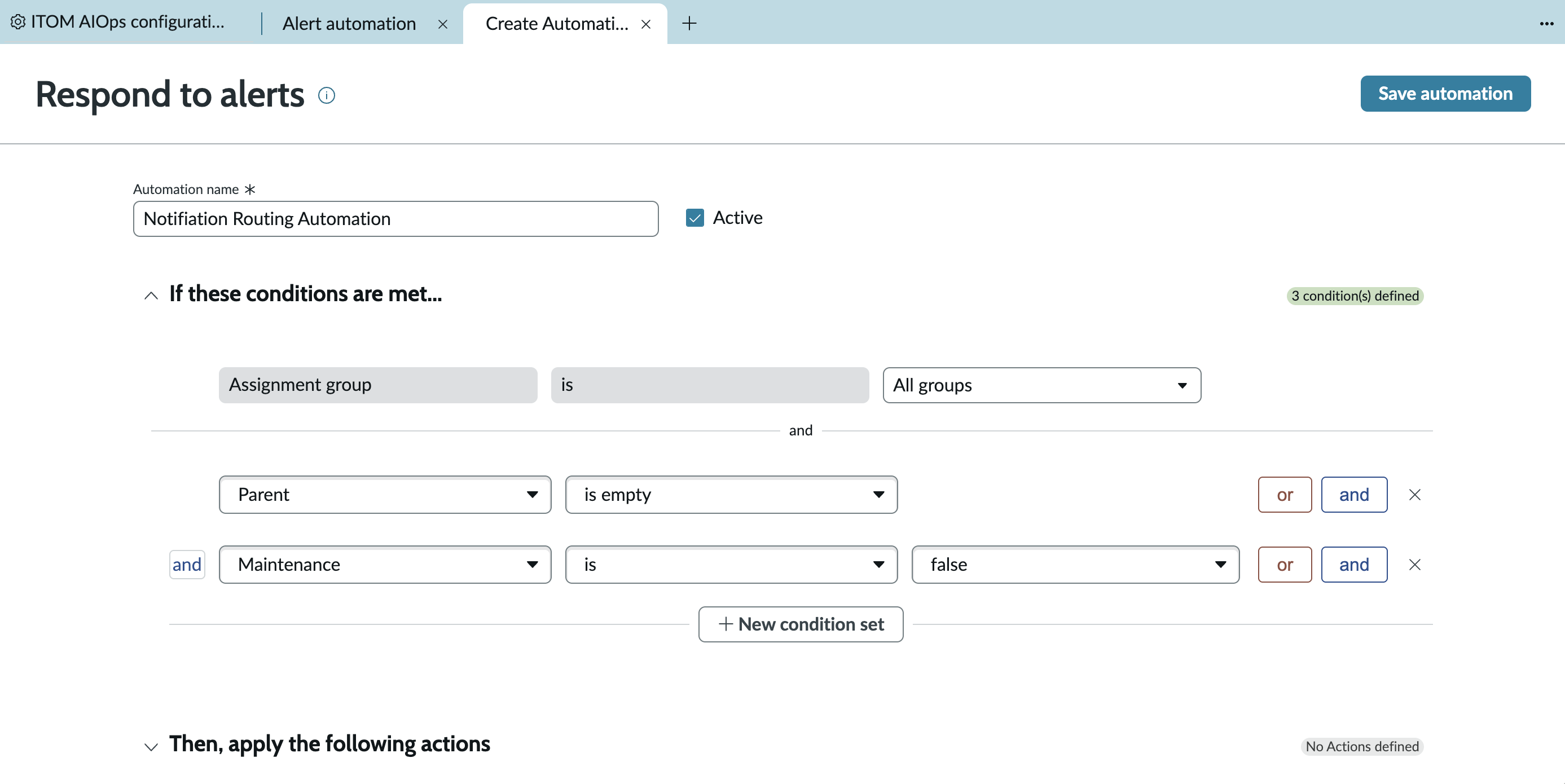 Respond automation conditions