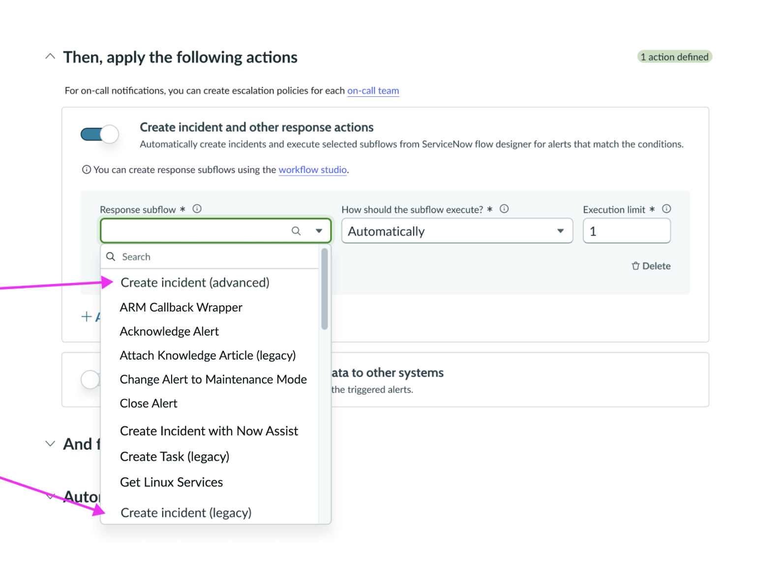 Response subflow
