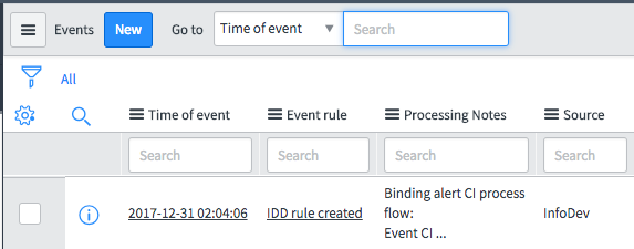Optional event rule columns to show event rules