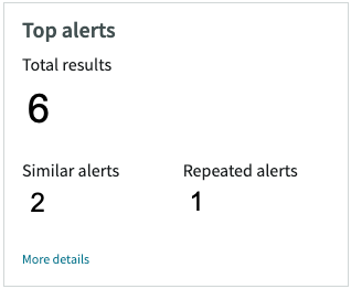 Alertes principales affiche le nombre d’alertes totales, similaires et répétées.