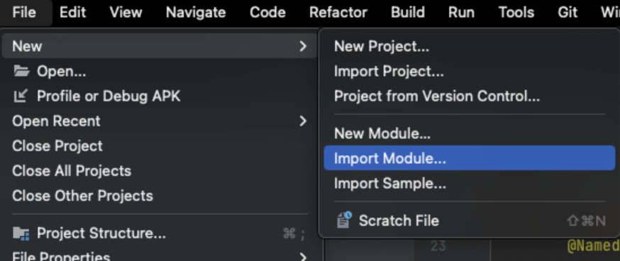 Module d’importation IDE Android Studio