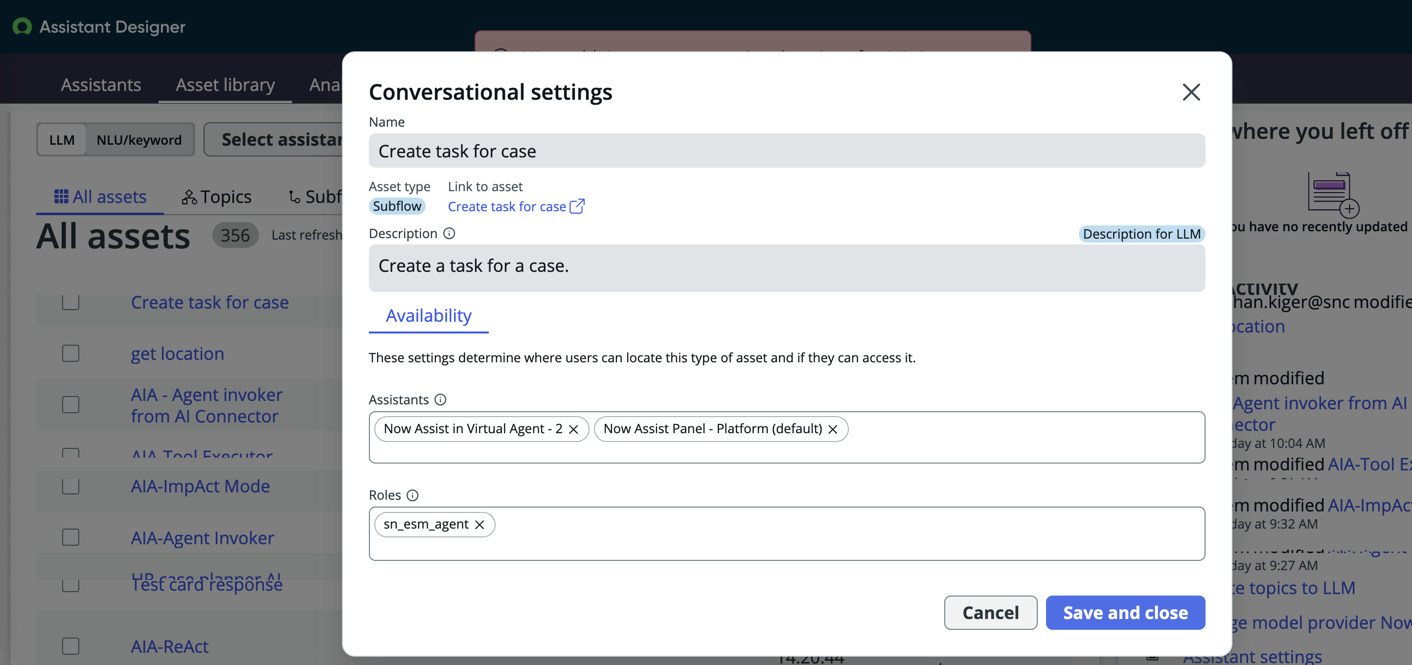 Conversational settings module.