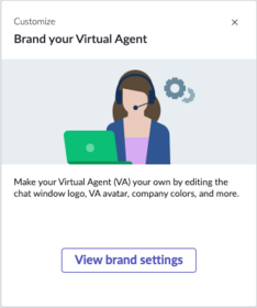 Select the Brand your Virtual Agent tile to customize the look and feel of the chat window.