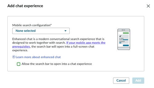 List of mobile search configurations for the assistant.