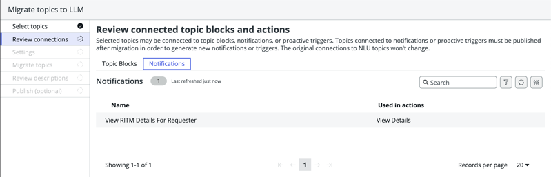Review topic blocks or notifications to see where they are used prior to continuing on in the topic migration workflow.