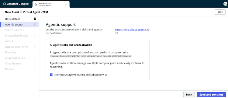 Deselect check box if you don't want to prioritize AI agents during skills discovery.