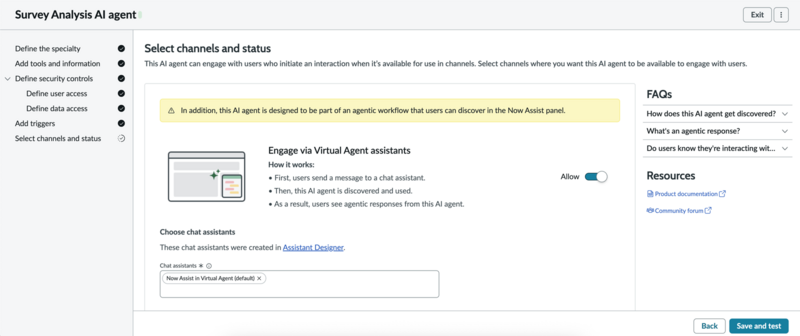 Virtual Agent card in an AI agent.