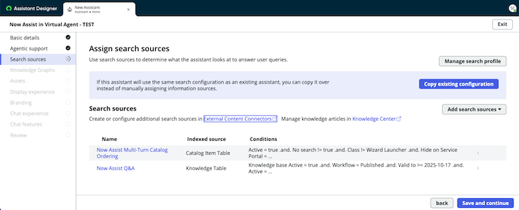 View of the information sources.