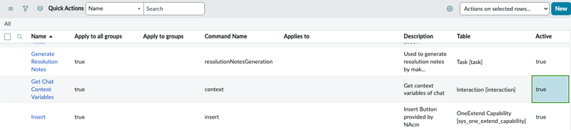 Get Chat Context Variable record, with Active value of True highlighted.