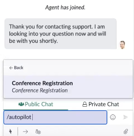 Starting autopilot using the quick action