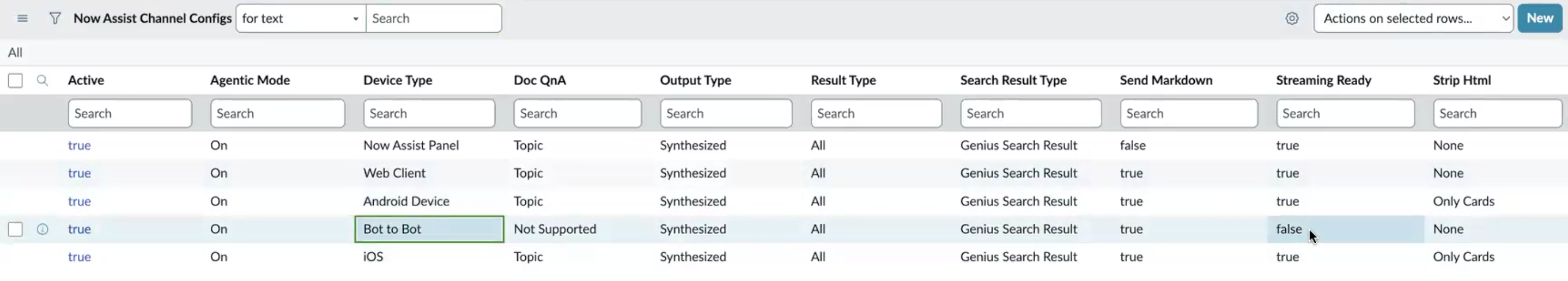 Set the Streaming Ready field value to true for Bot to Bot device.
