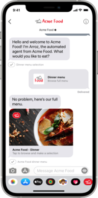A conversation with a virtual agent on an iPhone.