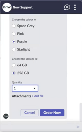If you request the item, you select any options before completing the order.