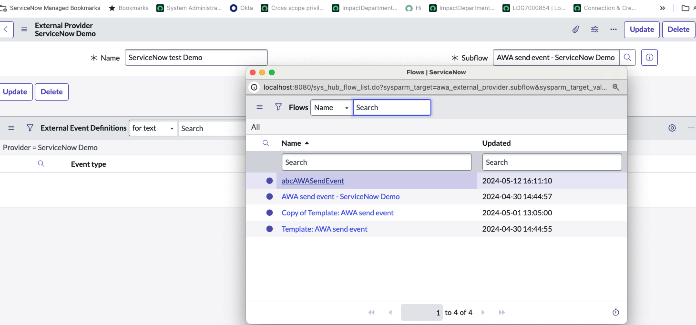 Select subflow for external routing of the AWA queue item.