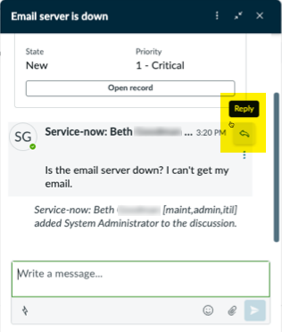 Start of a threaded reply in a Sidebar discussion.