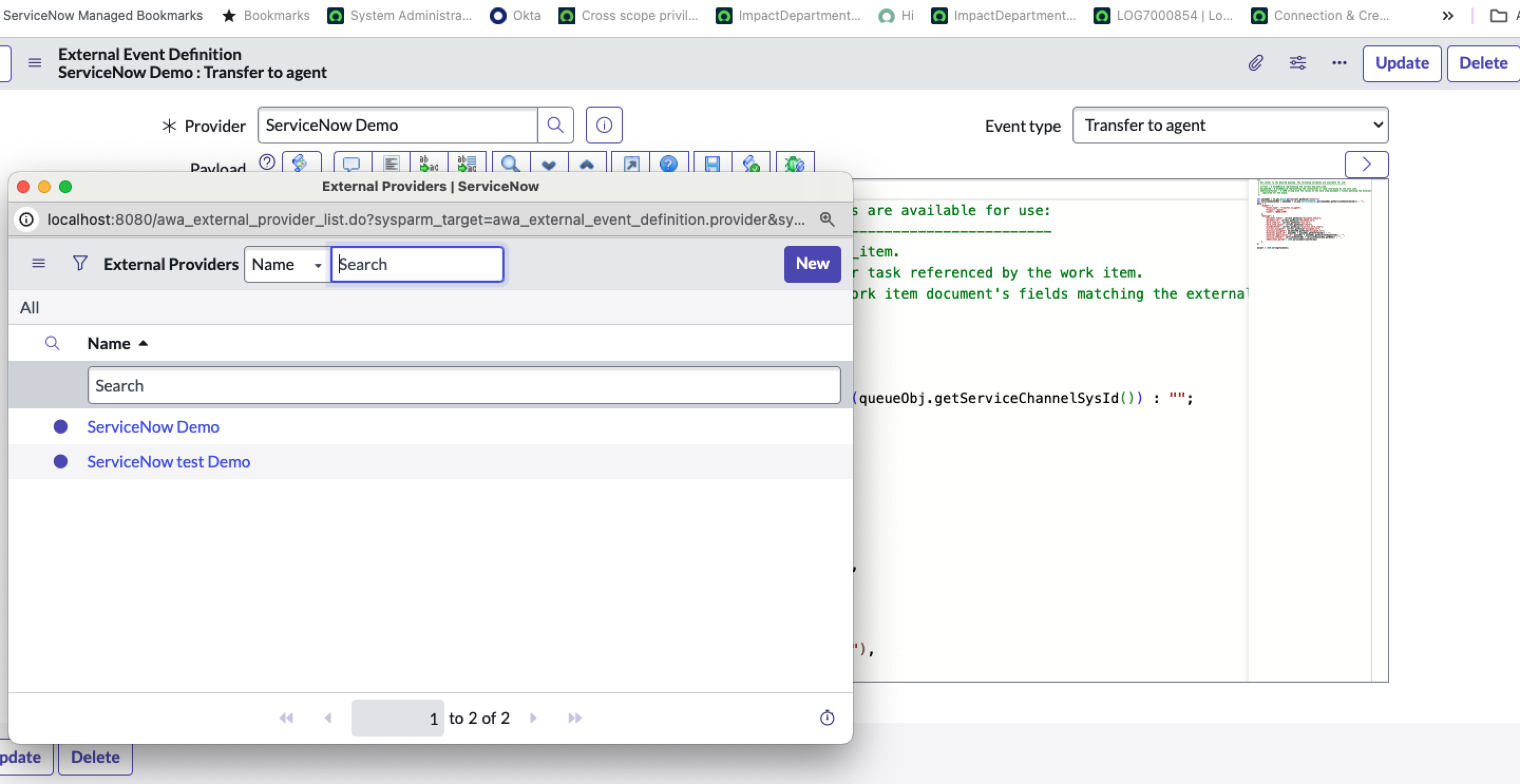 Select the provider for your work item to be routed to the external queue.