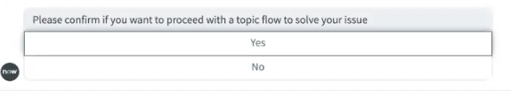 Virtual Agent chat window displaying confirmation to proceed with workflow.