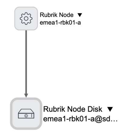 Exibição de dependência de disco de nó do Rubrik