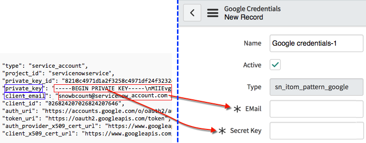 Especificando as Google Cloud Platform credenciais na instância