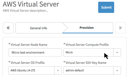 Perfil de computação no formulário de solicitação