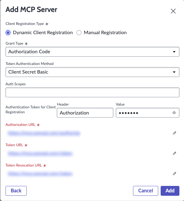 Dynamic client registration form with auto-populated data in the form fields.