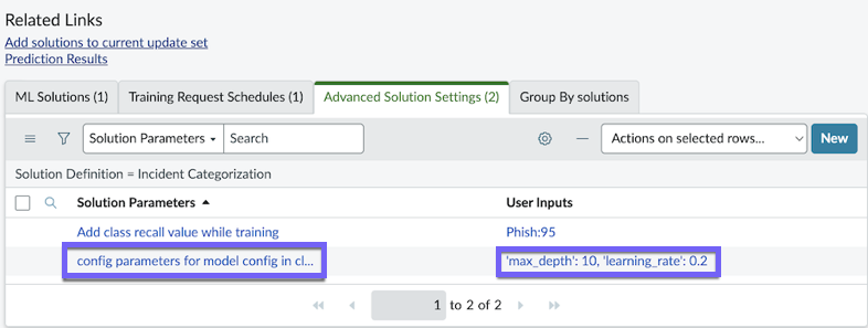 On the Solution Definition form, in the Advanced Solutions Settings tab, config parameters is highlighted.