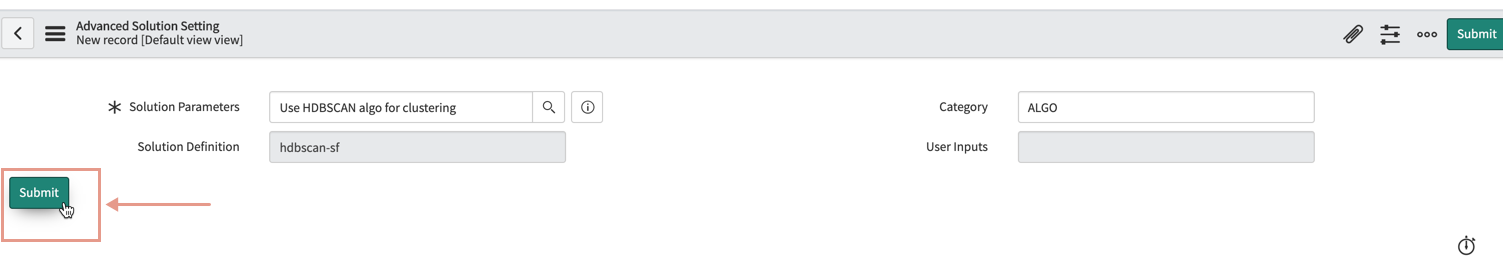 The new Solution Parameter record you create from the values you just assigned.