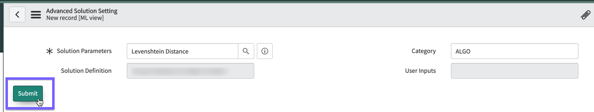 The new Solution Parameter record you create from the values you just assigned.