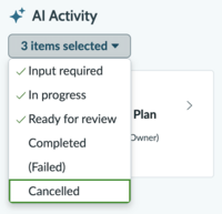 Filter dropdown for agentic workflow executions
