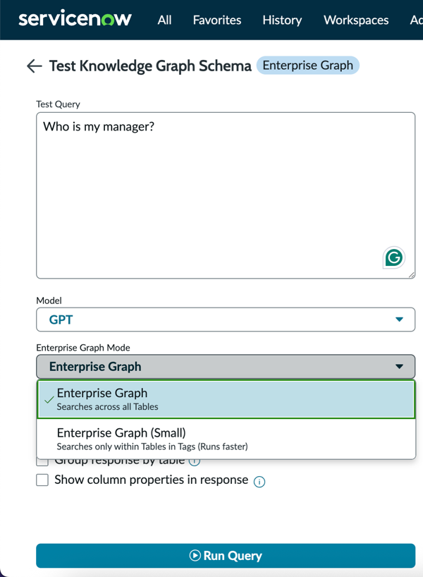 Select Enterprise Graph mode