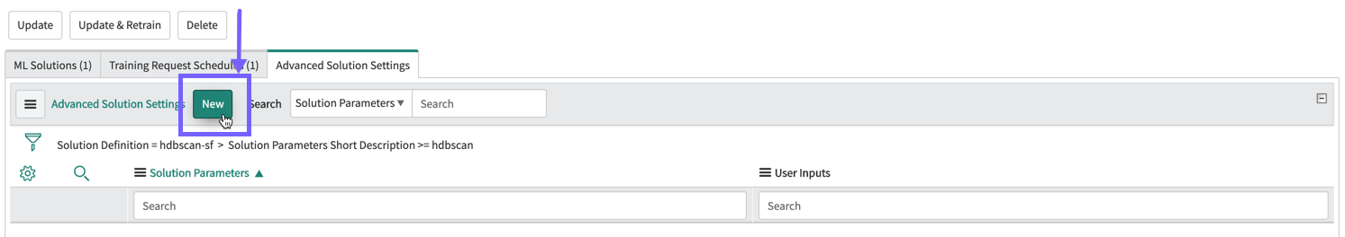 How to select the Solution Parameters option for creating the parameter.