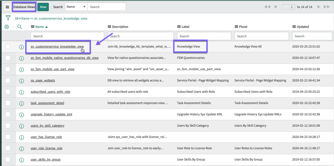The database view you created so you can use it to enhance the data outcome of a similarity solution you created