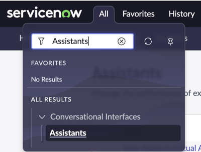 Module Assistants sous l’application Interfaces conversationnelles.