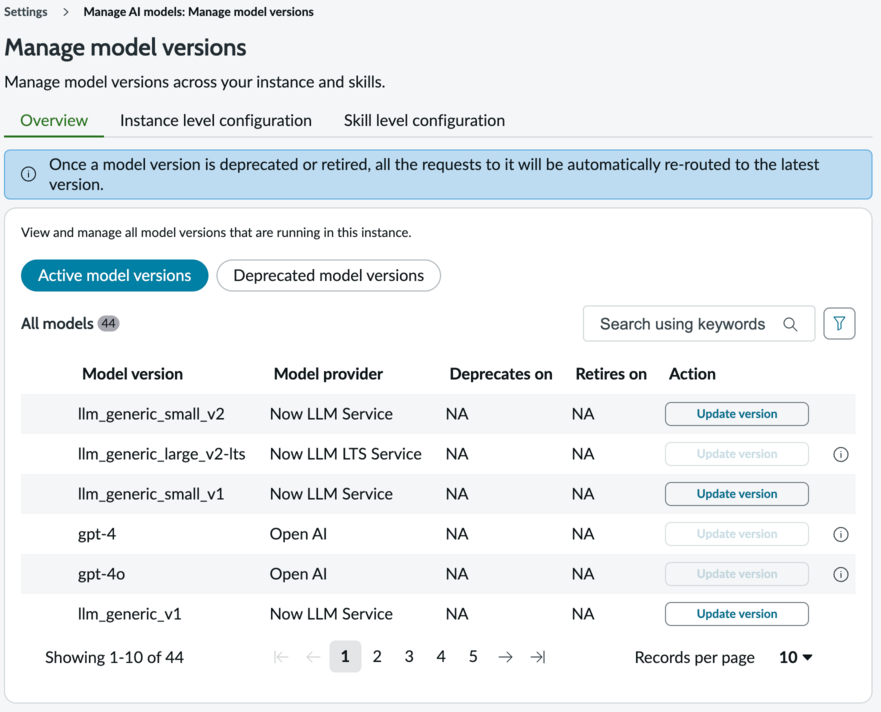Gérer les versions des modèles