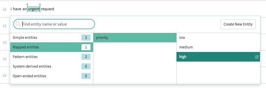 Entity window with a mapped entity with multiple values.