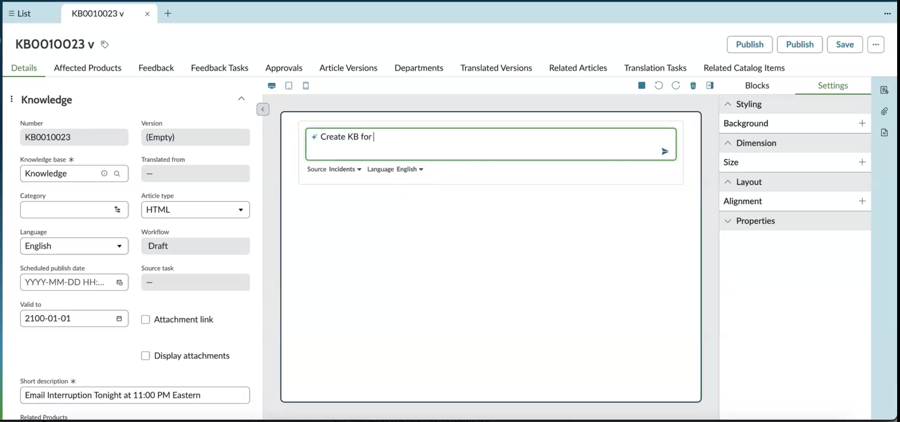 Variante en ligne de la base de connaissances