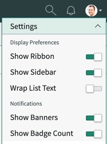Menu de configurações