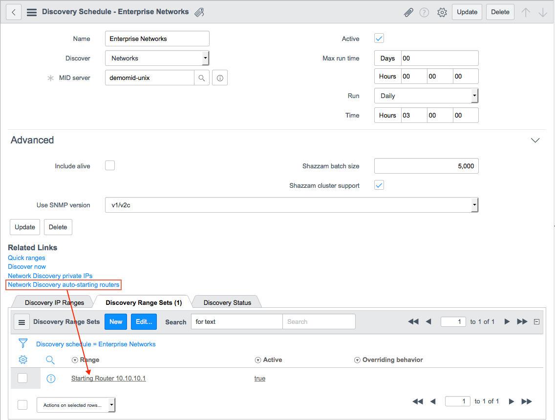 Network Discovery schedule