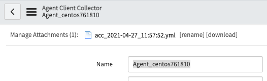 acc.yml configuration file as an attachment