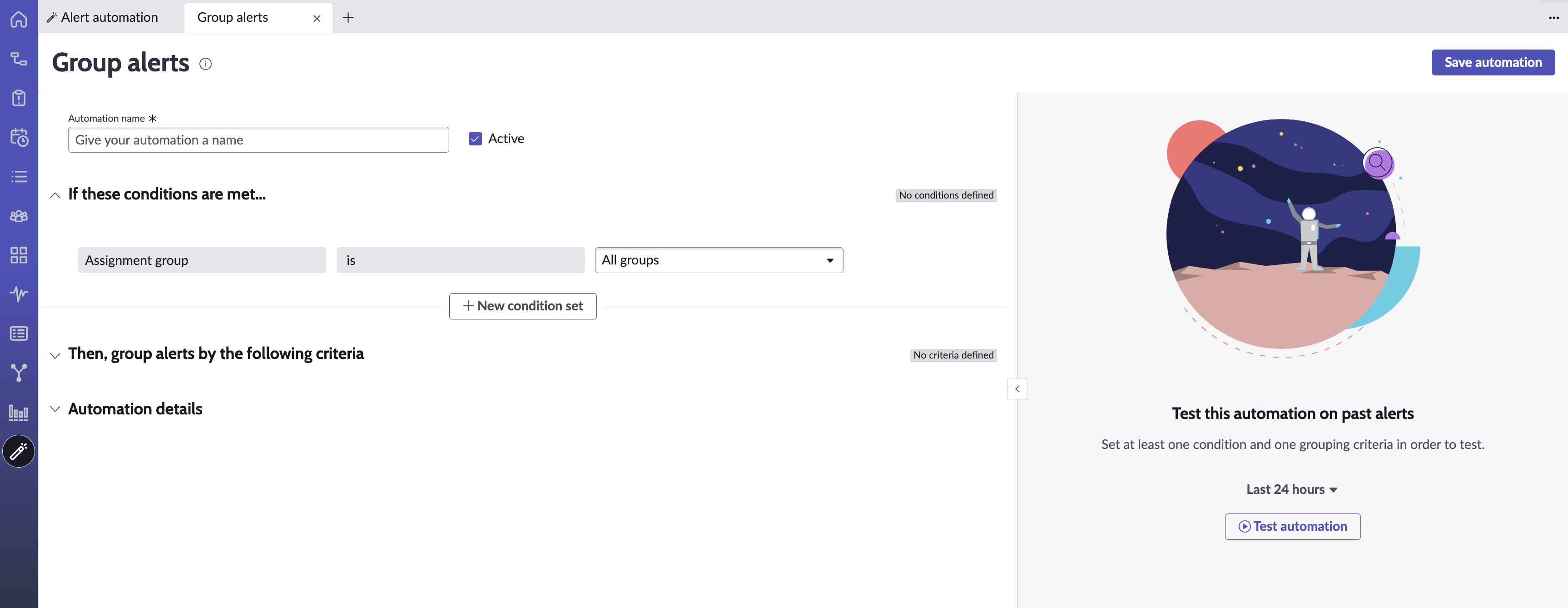 Group alerts page opens.