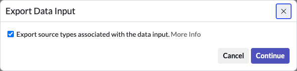 Export Data Input dialog.