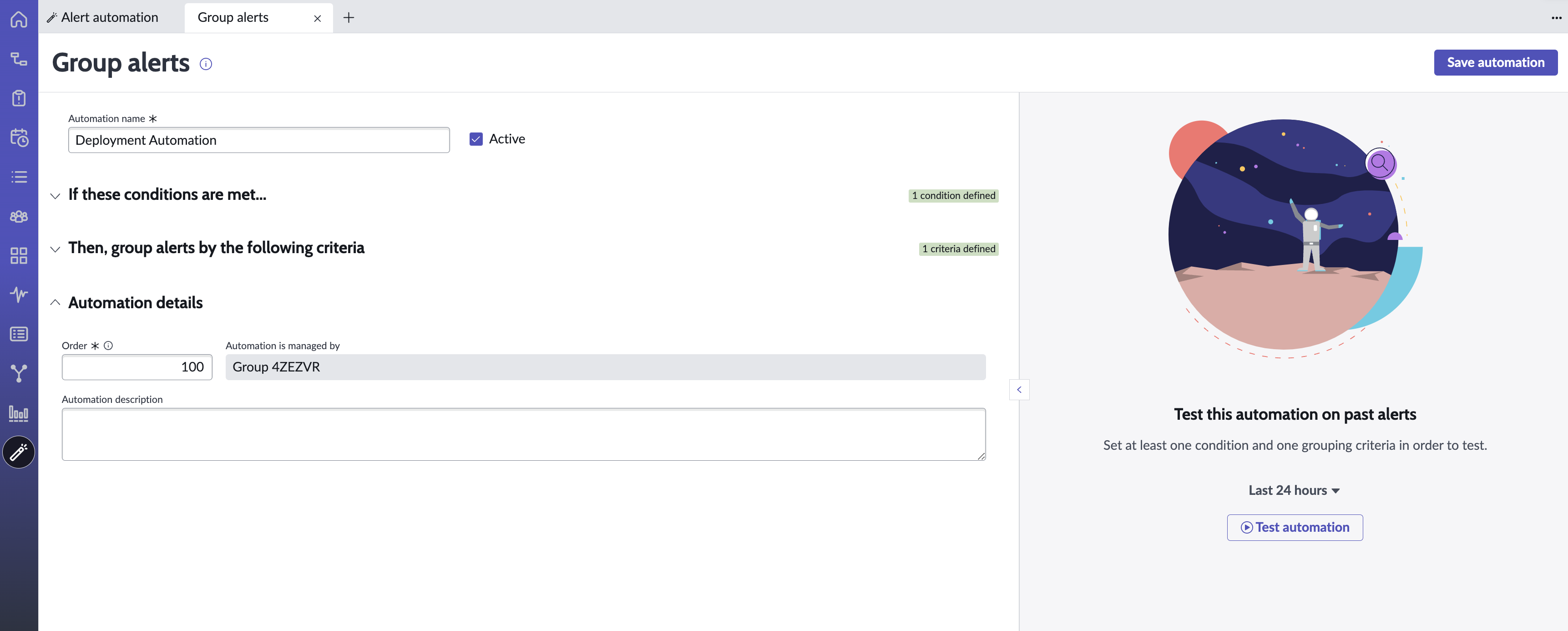 Alert grouping automation details