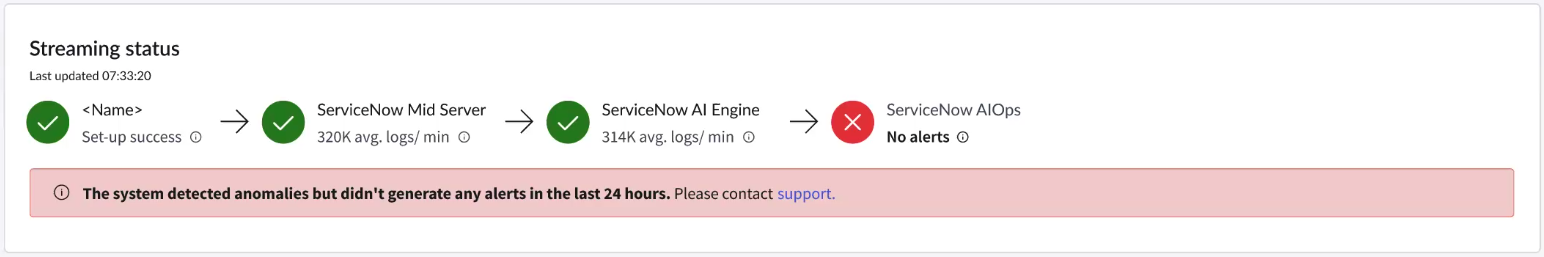 Streaming status failure.