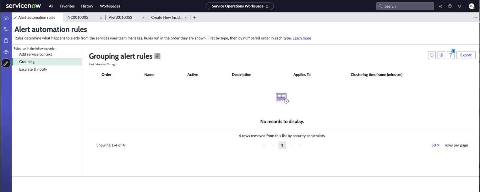 This is the alert automation rules homepage.