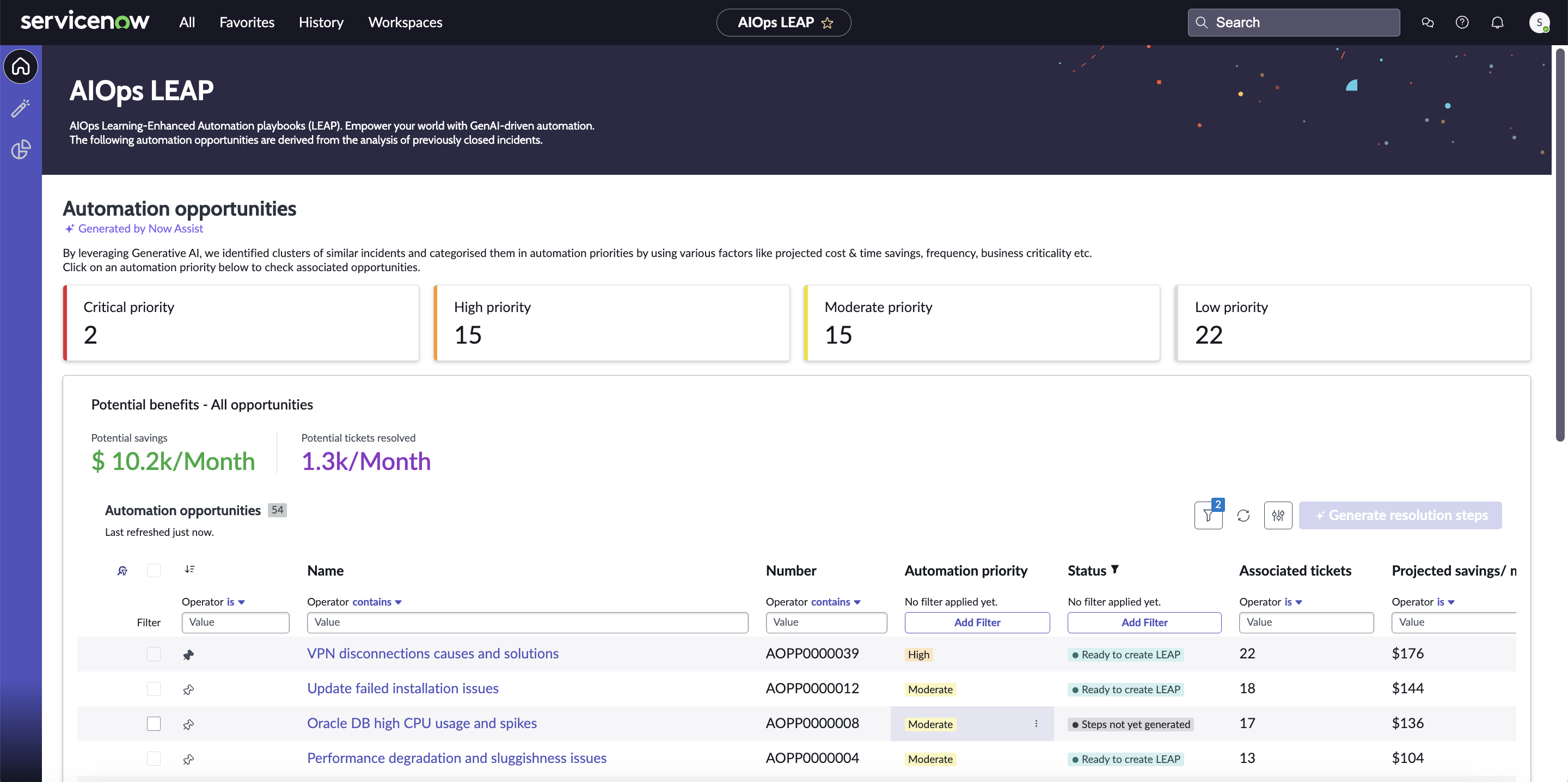 AIOps LEAP landing page