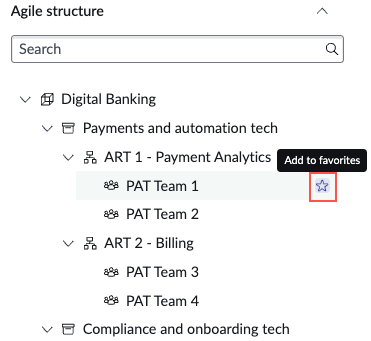 Adicionar equipe de EAP aos favoritos.