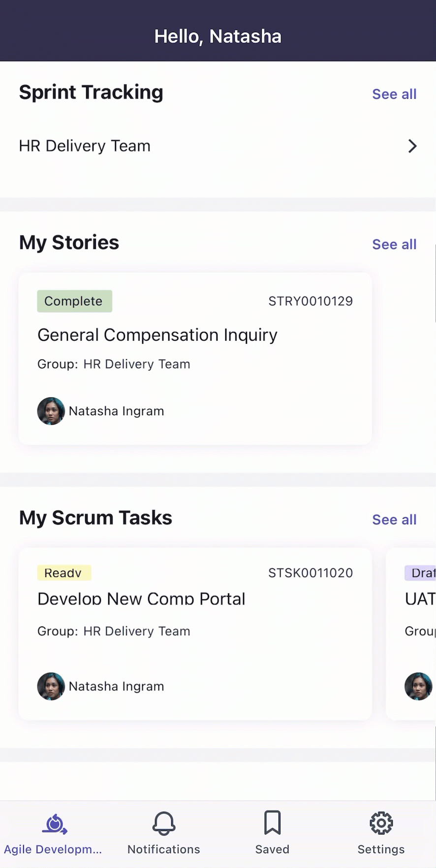 Atualize uma tarefa de scrum